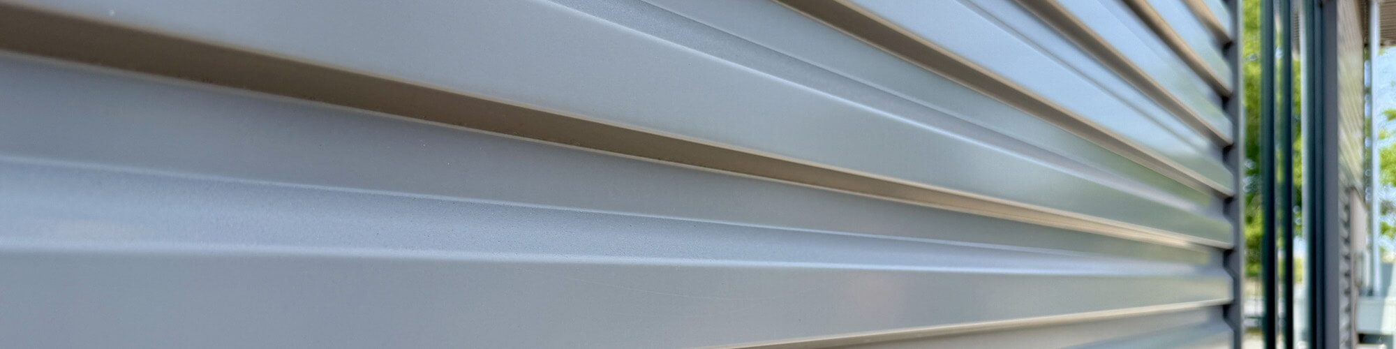 Close up view of steel siding