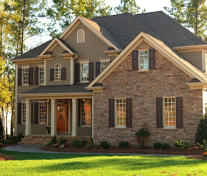 Stone siding on a Michigan home