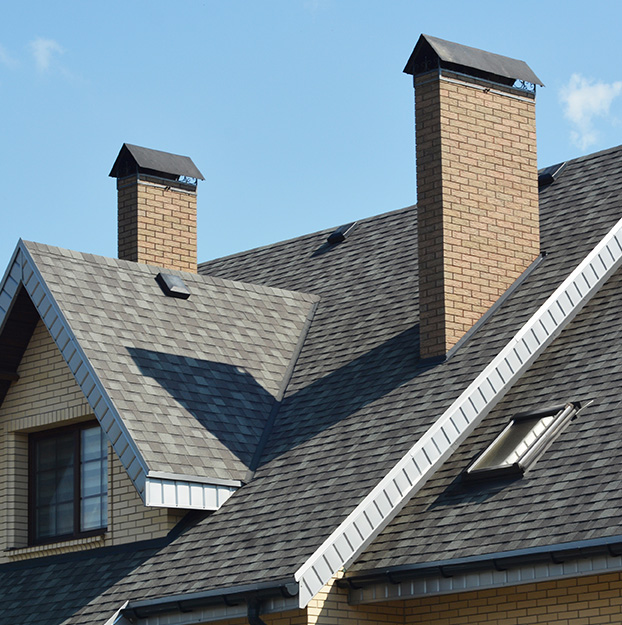 Residential home with 2 chimneys