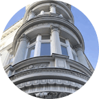 High-quality rounded oriel windows on West Michigan business building