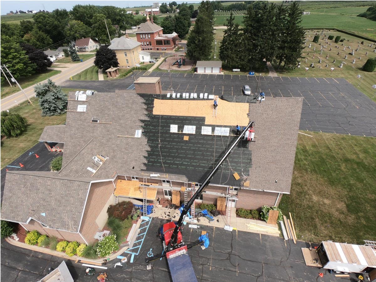 new roof installed on a church in michigan