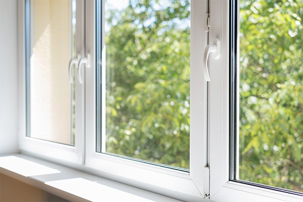 White vinyl windows installed in residential home in Michigan 