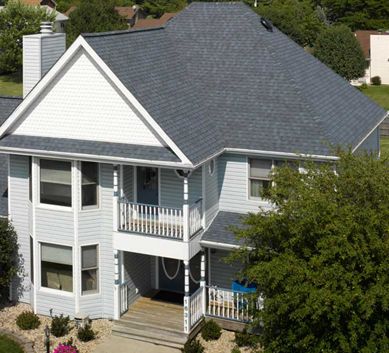 Plainfield House with Certainteed Coastal Blue Shingles