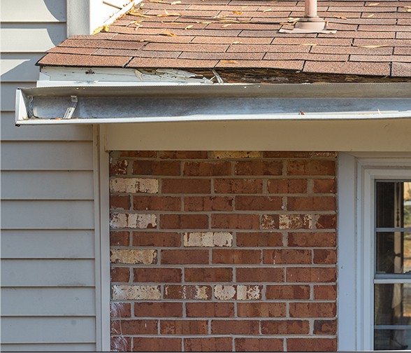Damage gutters caused by ice dam